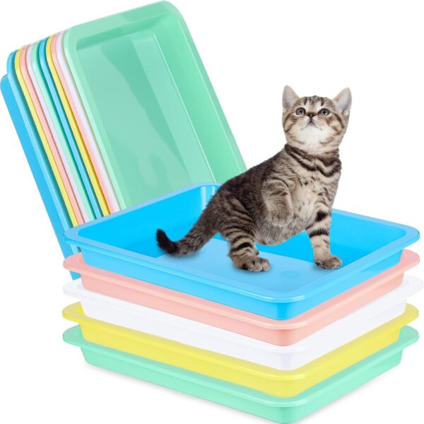 10 Pcs Small Litter Box for Kittens Bunny Litter Box Plastic Litter Box Kitten Litter Box Low Entry Small Cat Litter Box Waterproof Travel Toilet Small Pet Kitty Bunny Supplies (Classic Color)