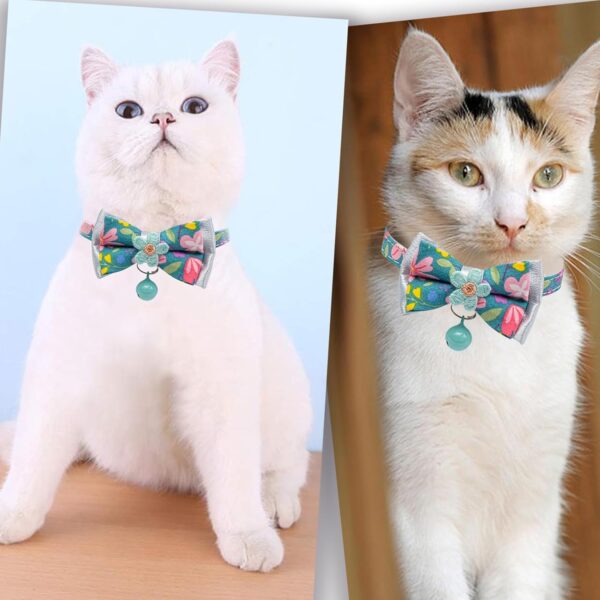 Cat Collars,HYQHYX Floral Bow Collar with Bell, Removable Cat Collar with Tie, Cute cat Collar for Cats and Puppies - Image 6