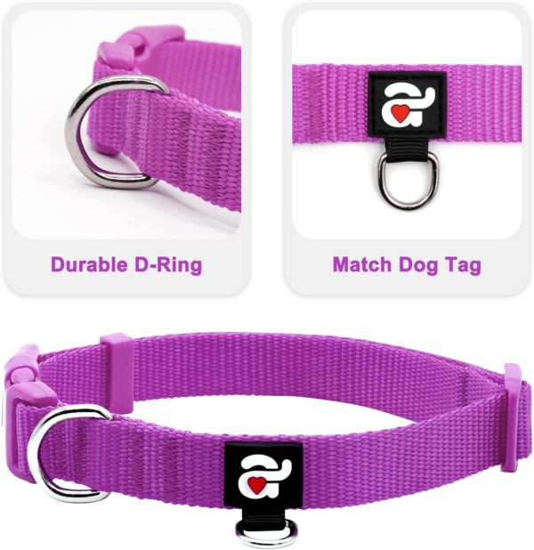 azuza 3 Pack Dog Collars Comfortable and Adjustable Nylon Dog Collars for Medium Dogs, M (14-20inch)，Pink, Hot Pink and Purple - Image 3