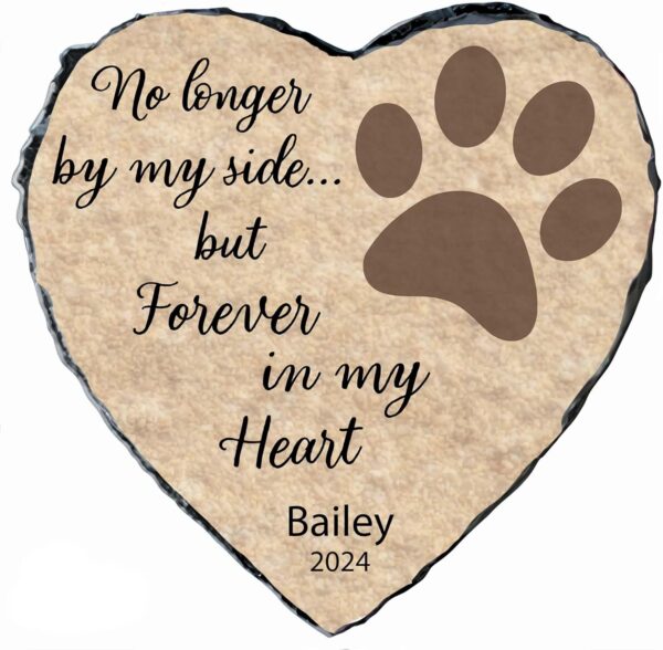 Dog Memorial Stone Personalized, Loss of Dog Sympathy Gift Stone, Memory Gifts for Pet Loss Paw Print Headstone (S-009)