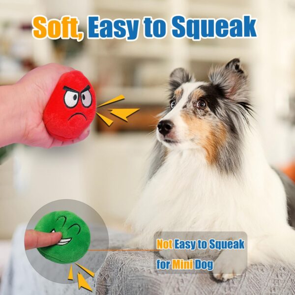 Squeaky Dog Toys for Small Dogs-Medium Dog Toys, Stuffed Plush Squeaky Dog Balls, Smile Face Dog Squeaky Toys for Small, Medium Breed - Image 3