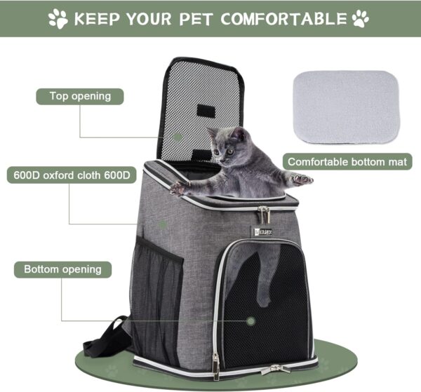 BAGLHER Cat Backpack Carrier, Mesh Pet Cat Carrier for Medium Small Dog Cat Puppy Kitten Bunny up to 18lbs, Dog Travel Backpack for Picnic Hiking Walking Cycling,Grey - Image 4