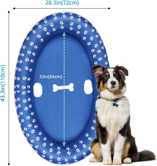 Mystarry 43.3”x28.3” Dog Floats for Pool, Dog Pool Float with 52” Tow Rope and Pump, Dog Pool Floats for Swimming(Blue) - Image 2