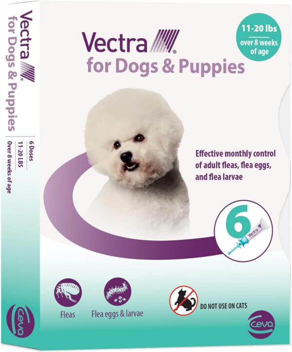 Vectra® for Dogs & Puppies Flea Treatment & Prevention for Small Dogs (11 – 20 lbs.) 6-month supply