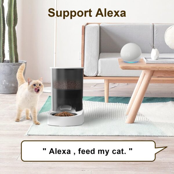 Automatic Cat Feeder, 2.4/5GHz WiFi Automatic Dog Feeder Rechargeable Battery-Operated, APP Control Smart 4L Cat Food Dispenser with 1-10 Meals for Cats and Dogs, Dual Power and Support Alexa - Image 7