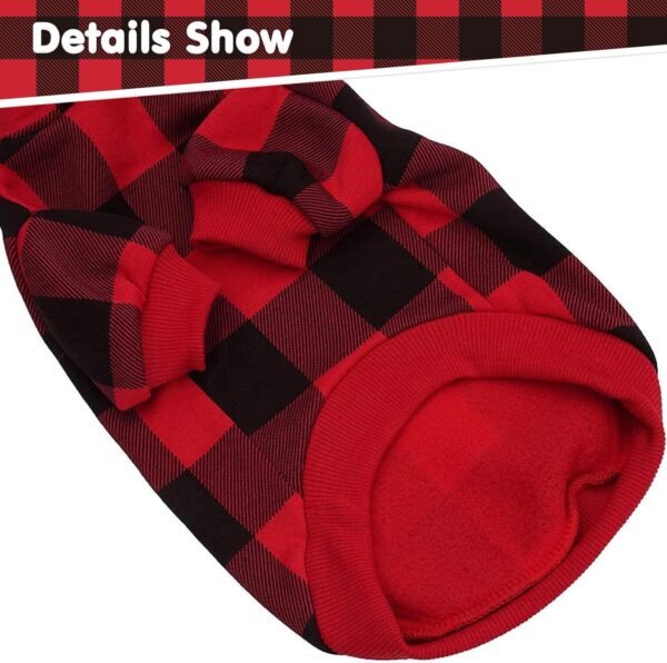 KOOLTAIL Plaid Dog Hoodie Pet Clothes Sweater with Hat and Pocket for Small Medium Large Size Dogs, Soft Winter Warm Dog Cold Weather Coat, Fleece Fall Dog Hooded Sweatshirt for Puppy Cats, Red XL - Image 3