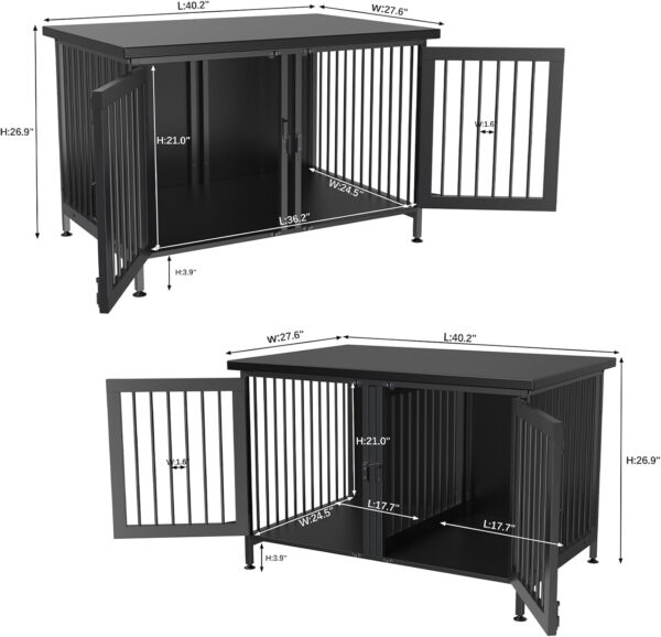 GDLF Double Dog Crate with Divider for 2 Small Dogs or 1 Dog, Furniture Style Kennel Indoor Cage with Removable Panel (Int.dims:36.2”Wx24.5”Dx21”H), Black - Image 3