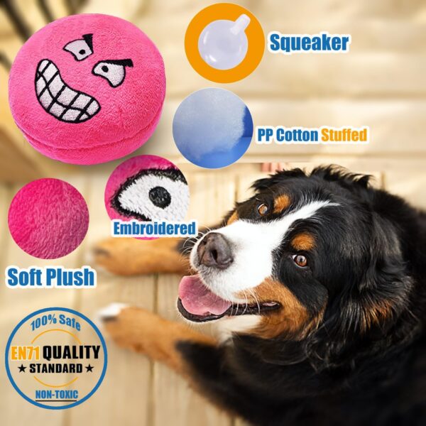 Squeaky Dog Toys for Small Dogs-Medium Dog Toys, Stuffed Plush Squeaky Dog Balls, Smile Face Dog Squeaky Toys for Small, Medium Breed - Image 4