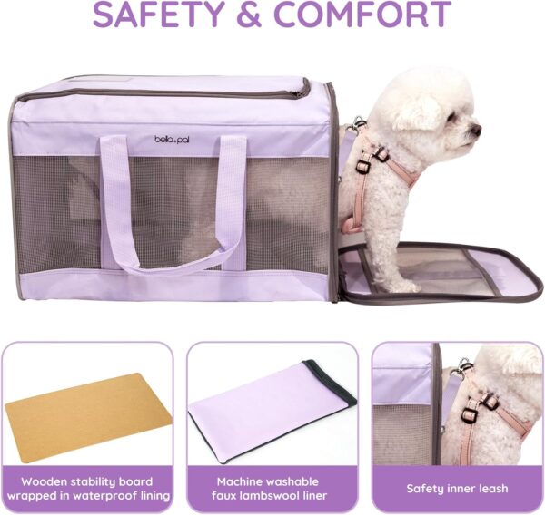 BELLA & PAL Dog Carriers for Small Dogs, Cat Carrier Soft, Pet Carrier Airline Approved, Small Animal Carrier Under 16 Lbs, Puppy dog Collapsible Soft Sided Travel, Lavender, Purple - Image 5