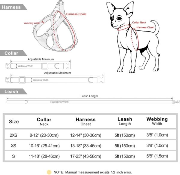 Beirui Lightweight Small Dog Harness Collar and Leash Set, Soft Cute Plaid Puppy Harness and Collar with Bowtie,Adjustable No Pull Pet Harness Small Sized Dog Cats Walking(Gray,XS) - Image 2