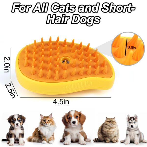 BABORUI Pet Steam Brush, Cat Steamy Brush for Shedding with Water Tank, Multifunctional Wet Cat Grooming Brush Steamer, Rechargeable Steaming Pet Brush for Short or Long Hair Cats/Dogs(Yellow) - Image 2