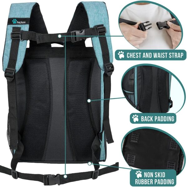 PetAmi Dog Backpack Carrier for Small Large Cat, Pet, Puppy, Ventilated Pet Hiking Backpack Travel Bag, Airline Approved Cat Backpack Carrier, Camping Biking Dog Bag Up to 18lbs Pet, Teal Turquoise - Image 5