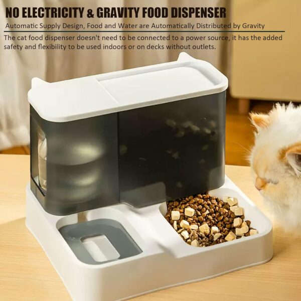 kathson All-in-One Automatic Cat Feeder and Water Dispenser Set Gravity Cat Food and Water Bowl Set Automatic Pet Feeder and Water Dispenser for Small Dogs Puppy Cats Pets(Grey) - Image 6