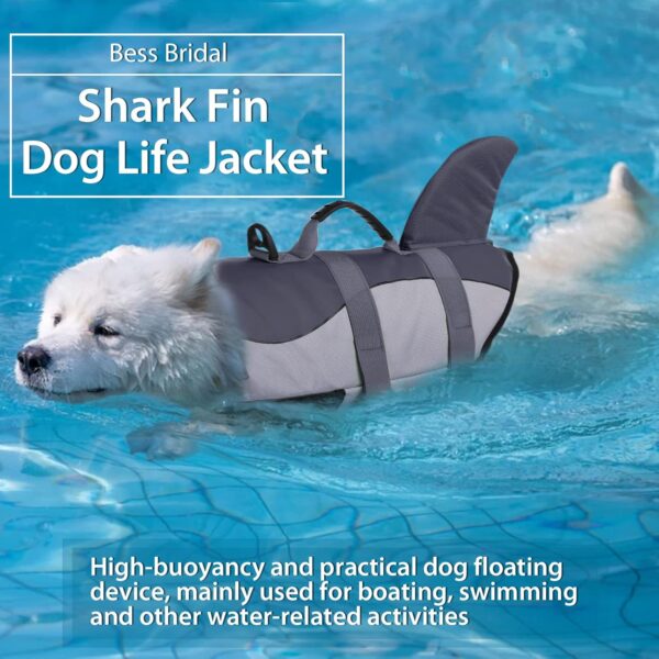 Dog Life Jacket, Large Dog Life Vest for Swimming Boating, Shark Life Jackets for Small Medium Large Dogs, Reflective Dog Lifesaver Life Preserver Swimsuit with Rescue Handle and High Buoyancy - Image 2