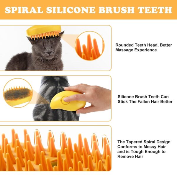 Cat Steam Brush, 3 In1 Spray Cat Brush, Self Cleaning Cat Steamy Brush, Cat Steamy Brush for Massage, Steam Pet Brush,Cat grooming brush,Suitable for pet cats and dogs,for Shedding, Massage,and Clean - Image 8