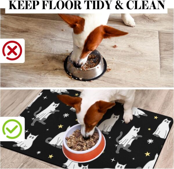 Halloween Dog Food Mats for Floors, Absorbent Dog Bowl Mats for Food and Water, Quick Dry Pet Cat Food Mat Non-Slip Dog Accessories Pet Supplies - Image 3