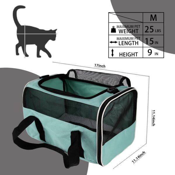 IONRIVER,Cat Carriers, Soft-Sided,Top Load Pet Carrier for Small Medium Cats Dogs Puppy 15Lbs 20 Lbs,Ventilated Design Carrier with Airline Approved (Medium,Green) - Image 7