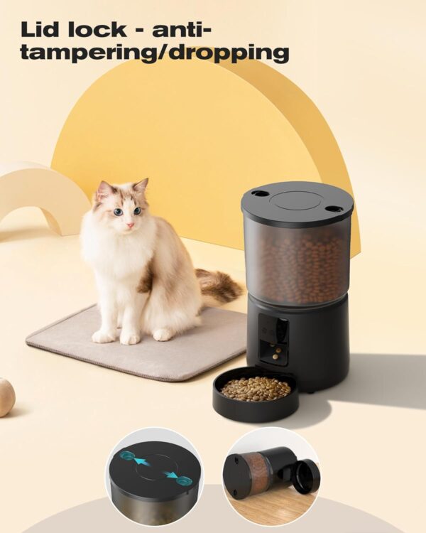 Automatic Cat Feeder: 2.4G/5G Cat Food Dispenser - 5L Cat Feeder with 1-10 Meals - WiFi Cat Feeder Automatic - APP Control - Cat Automatic Feeders - Auto Cat Feeder - Pet Feeder - BEMOONY - Black - Image 6