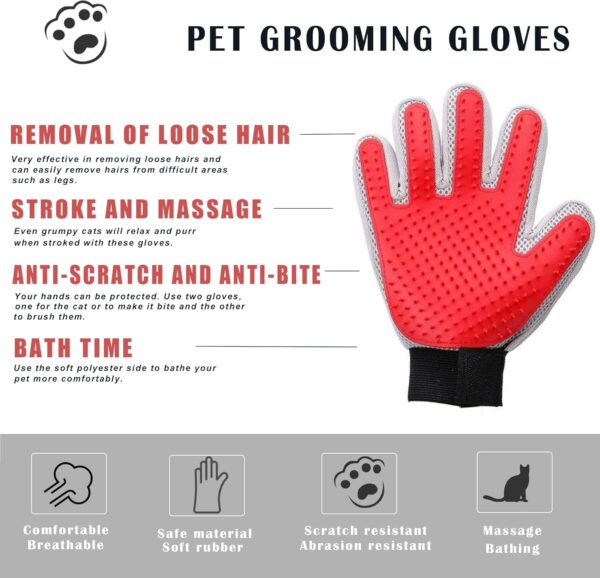 Marchul Cat Gloves Grooming, Pet Grooming Glove, Dog Hair Remover Glove, Pet Glove Brush for Cat, Dog, Horse with Long, Short Hair, 1 Pair - Image 2