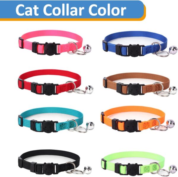 Personalized Cat Collars, Embroidered with Pet Name and Phone Number, Adjustable Nylon Breakaway Safety Release Buckle ID Collar,Custom Text with Bell for Cat or Kitten - Image 4