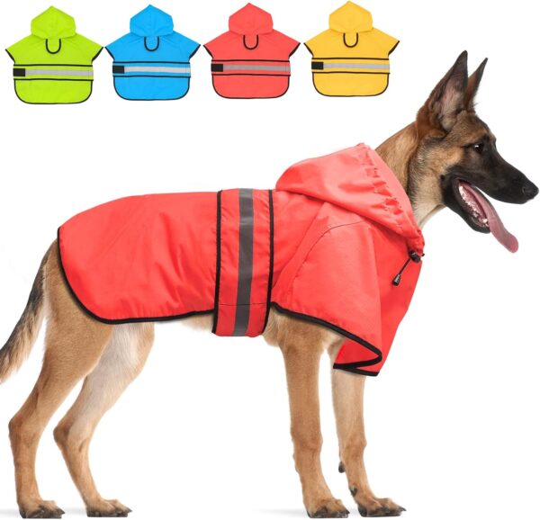 Dog Raincoat Hooded Poncho - Adjustable Waterproof Dog Rain Jacket Lightweight Reflective Dog Rain Coat Pet Slicker for Small Medium Large Dogs (X-Large, Bright Red) - Image 8