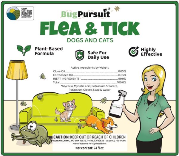 24oz Flea &Tick Spray, Flea and Tick Prevention for Dogs, Cats, Non-Toxic, Safe for Pets & Kids, Flea and Tick Spray for Home, Killer Flea, Tick, Lice, 100% USDA Biobased, Made in USA - Image 7