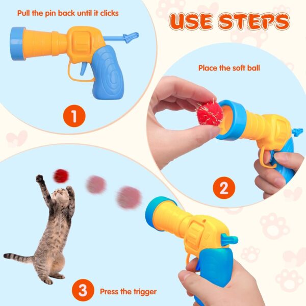 BooTaa Pet Toys, Interactive Cat Toy Set, 80pcs Glitter Pom-Poms Cat Ball Toy with 1 Launcher, Safe Soft Cat Toy Balls for Fetch, Training, Playing - Image 3