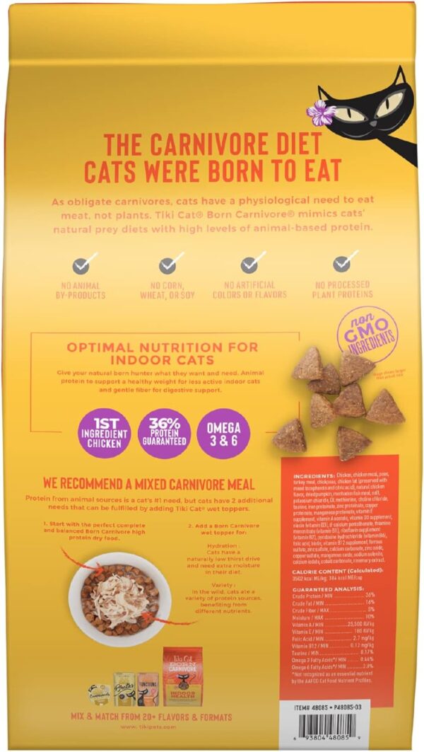 Tiki Cat Born Carnivore Indoor Health, Chicken & Turkey Meal, Grain-Free Baked Kibble to Maximize Nutrients, Dry Cat Food, 6 lbs. Bag - Image 2