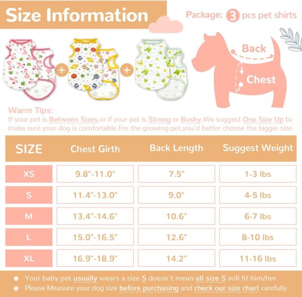 3 Pack Dog Shirt Cute Puppy Dog Clothes for Small Dogs Girl Soft Cotton Pet Sleeveless Vest Chihuahua Yorkie Clothes Shih Tzu Dog Outfit Doggy Kitten Small Dog Clothes Female,M - Image 5