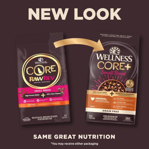 Wellness CORE+ Grain-Free Dry Small Dog Food, Natural Ingredients, Made in USA with Real Freeze-Dried Meat (Adult, Small Breed, 4 lbs) - Image 3