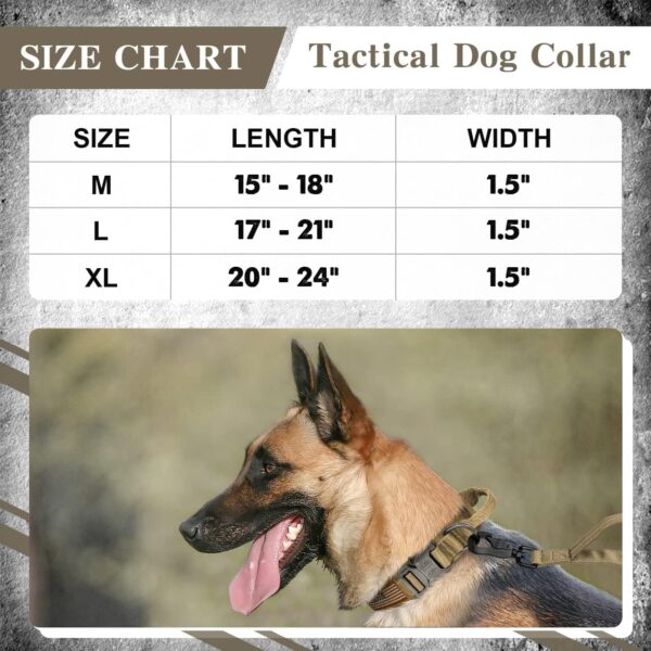 Strong Tactical Dog Collar, Military Dog Collar with Durable Handle, Thick Wide Heavy Duty Dog Collars with Metal Buckle for Medium Large and Extra Large Dogs(Khaki Brown,L) - Image 5