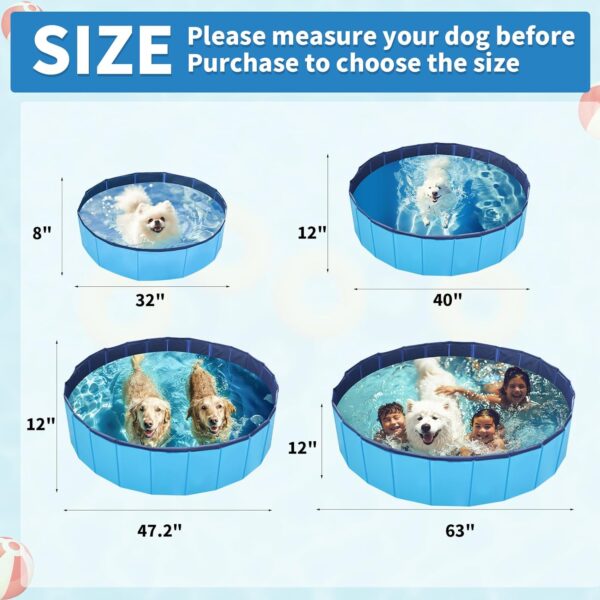 Neween Foldable Dog Pool, Collapsible Hard Plastic Dog Swimming Pool, Portable Bath Tub for Pets Dogs and Cats, Leakproof PVC Pet Wading Pool for Indoor and Outdoor, S - 32 x 8 Inches - Image 2