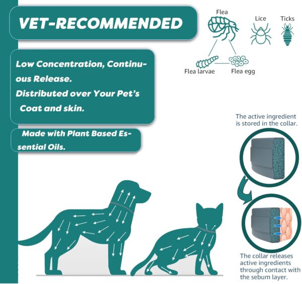 Flea and Tick Collar for Small Dog, Made with Natural Plant Based Essential Oil, Safe and Waterproof, Free Comb and Prevention Treatment Drop, 2x6 Month, 13.8 in (2 Packs) - Image 4