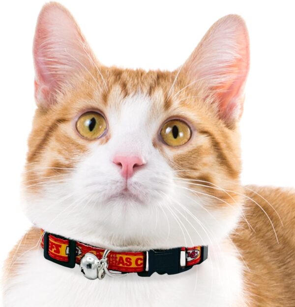 NFL CAT Collar Kansas City Chiefs Satin Cat Collar Football Team Collar for Dogs & Cats. A Shiny & Colorful Cat Collar with Ringing Bell Pendant - Image 4