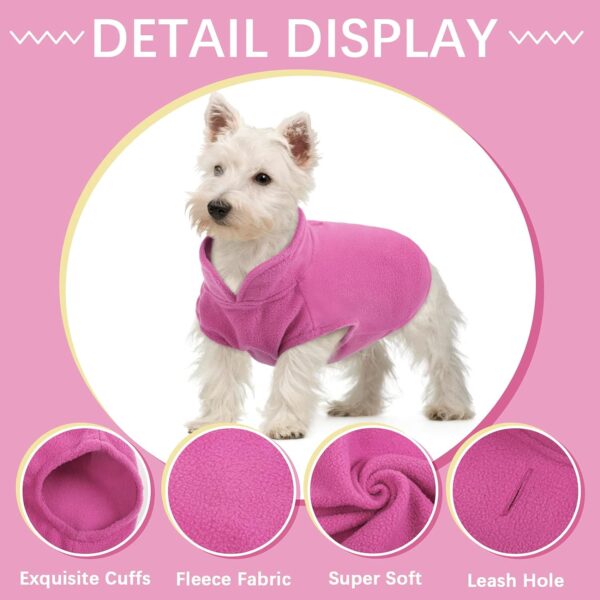 FUAMEY Dog Fleece Vest,Warm Sweatshirt Puppy Stretchy Sweater Pullover Dog Turtleneck Coat Dog Winter Jacket with Leash Hole, Dachshund Sweaters Yorkie Clothes for Small Medium Large Dogs Pink XS - Image 3