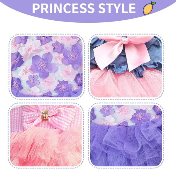 Sebaoyu Dog Dresses for Small Dogs Girl 3 Pack Summer Puppy Clothes Outfit Apparel Female Cute Cat Skirt Pup Tutu Pink Yorkie Clothing Breathable Pet Dress for French Bulldog Chihuahua (AA, X-Small) - Image 5