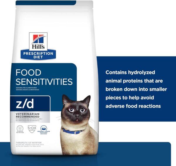 Hill's Prescription Diet z/d Skin/Food Sensitivities Dry Cat Food, Veterinary Diet, 4 lb. Bag - Image 5