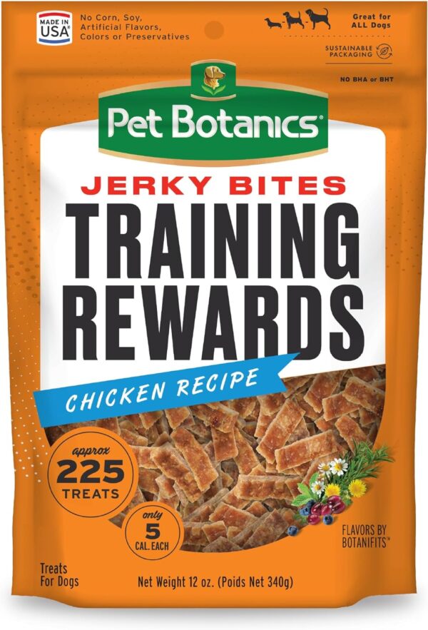 Pet Botanics 12 oz. Pouch Training Rewards Jerky Bites, Chicken Recipe, with 225 Treats Per Bag, The Choice of Top Trainers