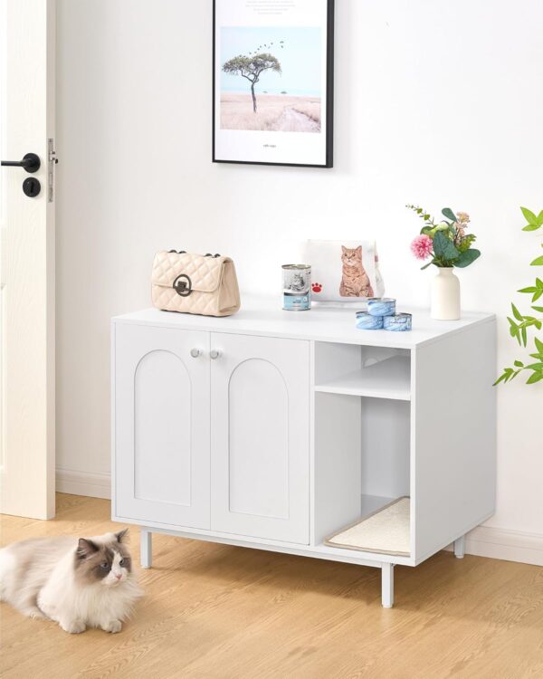 Cat Litter Box Enclosure, Hidden Litter Box Furniture, Wooden Pet House Side End Table, Storage Cabinet Bench for Living Room, Bedroom, 31.5 x 19.7 x 23.9 inches, White CB01513W - Image 3