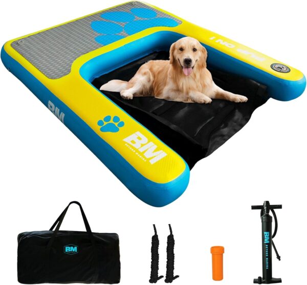 Beyond Marina Dog Pool Ramp - Pup On! Inflatable Water Ramp for Lake Docks Dog Boat Ramps Floating Pontoon Ladder Steps Up to 330 lbs Extra Large Pup Plank Non-Slip EVA Platform