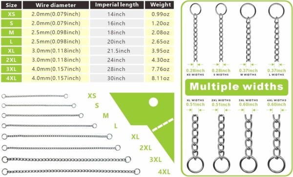 Dog Choke Collar Slip P Chain,Heavy Chain Dog Metal Training Choke Collars, Adjustable Weather Proof Alloy Steel Necklace for Small Medium Large Dogs… (Silver, S) - Image 4