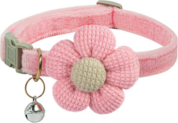 Small Dog Collar, Dog Collar for Girl with Flower, Puppy Collar with Bell, Adjustable Little Dog Collar