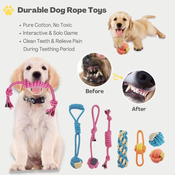 Dog Chew Toys for Teething,Boredom,Toothbrush,20 Pack Puppy Toys with Rope Toys, Treat Balls and Squeaky Toys for Small/Medium Breeds - Image 4