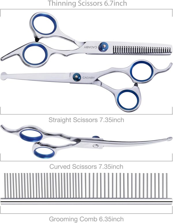 Dog Grooming Scissors with Safety Round Tips,5 in 1 Dog Grooming Scissors Kit, 4CR Stainless Steel Professional Pet Grooming Shears for Dog, Cat,Sharp and Sturdy - Image 2