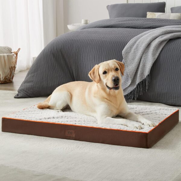 Large Orthopedic Dog Bed for Medium, Large and Extra Large Dogs, Egg-Crate Foam Pet Bed Mat with Rose Plush Removable Cover, Waterproof Lining, and Non-Slip Bottom, Machine Washable (M(30"x20"x3")