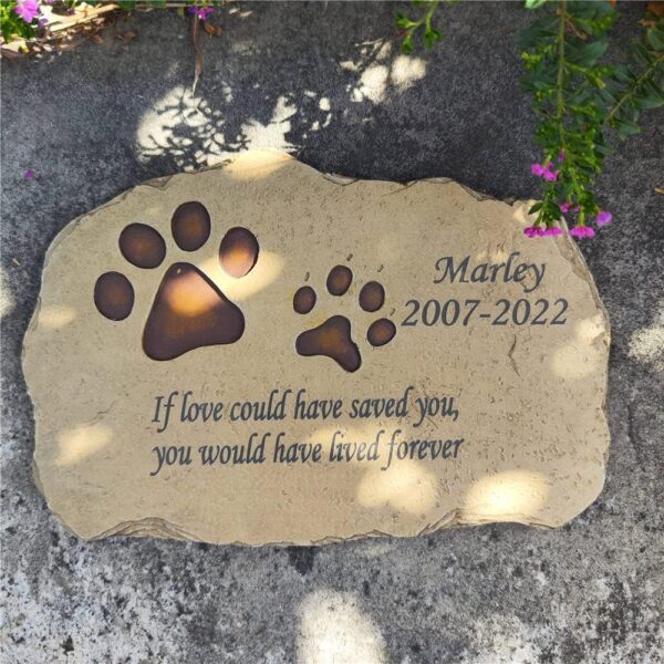 Pet Memorial Stones,Sympathy Pet Memorial Stones Garden Stones for Dogs or Cats Engaved with Pet's Name, Dates and Sentence, Personalized Pet Memorial Gifts Dog Loss Gifts - Image 3