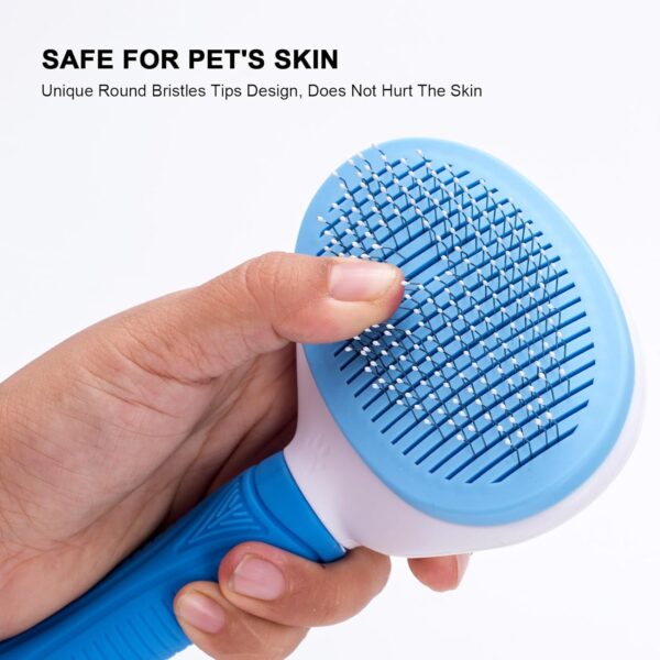 Self Cleaning Slicker Brush, Cat and Dog Brush, Indoor Cat and Dog Grooming Shed Brush, Easy to Remove Loose Undercoat, Used for Long Hair and Short Hair Cat and Dog Hair Removal Brushes, with Massage - Image 5