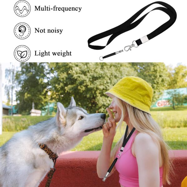 2 Pack Dog Whistle, 2 Pack Dog Clicker, 2Pack Lanyard, Dog Training Kit, Professional Recall Dog Training Whistles, Adjustable Ultrasonic Silent Dog Whistle (Black) - Image 3