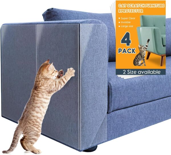 4 Pack Cat Scratch Furniture Protector, Cat Scratching Protection from Cat Claws, Anti Cat Scratcher Deterrent for Sofa, Doors, Chairs