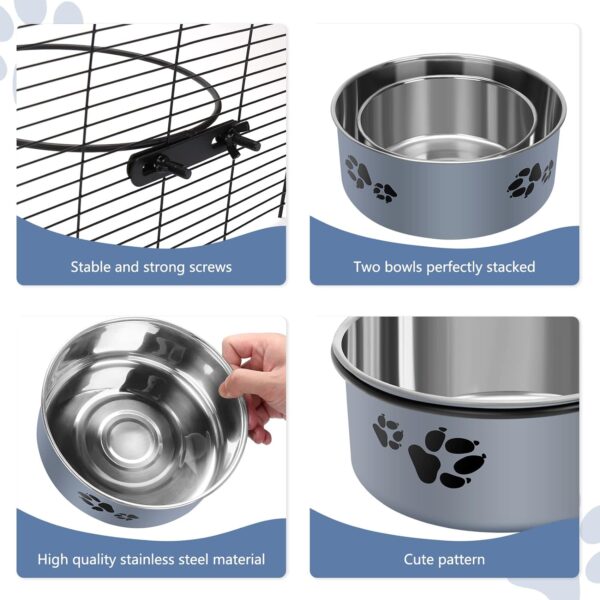 2 Pack Kennel Water Bowl, Stainless Steel Dog Crate Water Bowl No Spill, Hanging Dog Bowls for Kennel Cage Crate, Metal Pet Food Water Bowl Feeder for Medium Large Dogs - Image 5